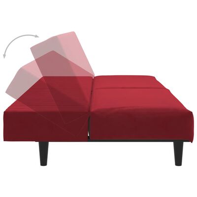 vidaXL kétszemélyes bordó bársony kanapéágy