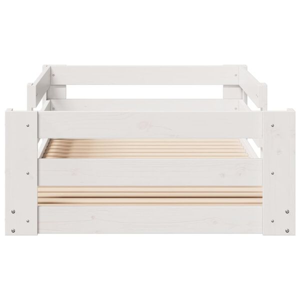 vidaXL feh&eacute;r t&ouml;m&ouml;r fenyőfa &aacute;gy matrac n&eacute;lk&uuml;l 90 x 200 cm