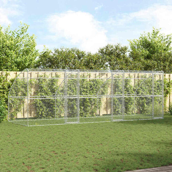 vidaXL Kutyah&aacute;z t&aacute;rol&oacute;val 3 pcs Ez&uuml;st 6 x 2 x 2 m Horganyzott ac&eacute;l