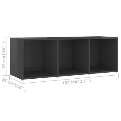 vidaXL magasfényű szürke forgácslap TV-szekrény 107 x 35 x 37 cm