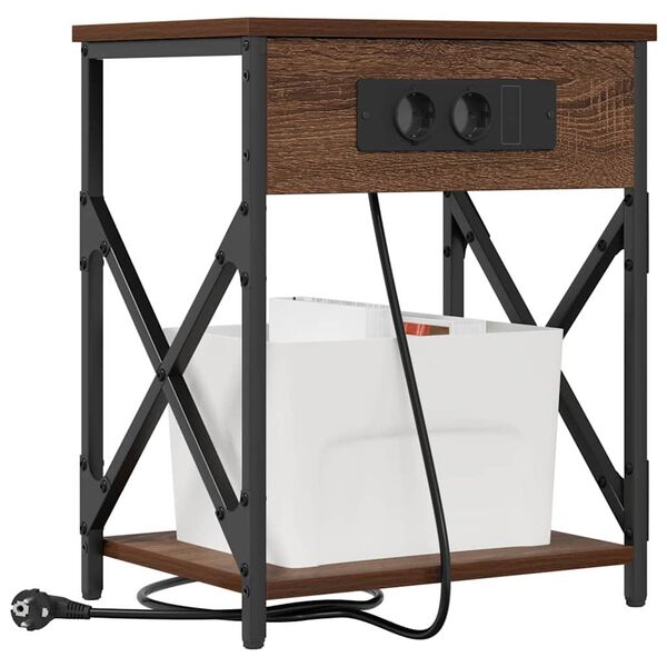 vidaXL &Eacute;jjeliszekr&eacute;ny 2 pcs Barna T&ouml;lgy 41 x 31 x 51 cm Faanyag