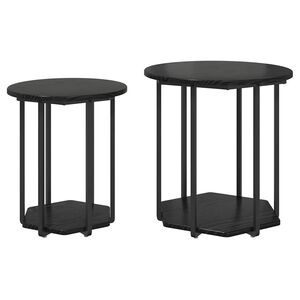vidaXL Kisasztal k&eacute;szlet 2 db Fekete t&ouml;lgy 50 x 50 x 50,5 cm