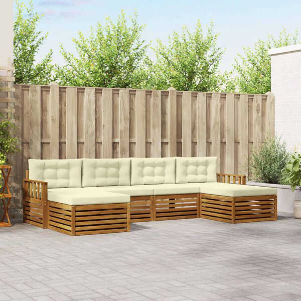 vidaXL &Uuml;lőgarnit&uacute;r&aacute;k 6 pcs Term&eacute;szetes &eacute;s kr&eacute;msz&iacute;nű T&ouml;m&ouml;r Ak&aacute;cfa