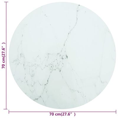 vidaXL fehér edzett üveg asztallap márványdizájnnal Ø70 x 0,8 cm