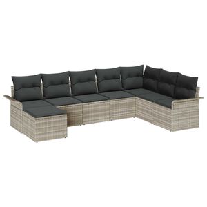 vidaXL Kerti Kanap&eacute; Szett p&aacute;rn&aacute;val 8 pcs Vil&aacute;gossz&uuml;rke Poli rattan