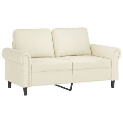 vidaXL 2 személyes krémszínű bársony kanapé díszpárnákkal 120 cm