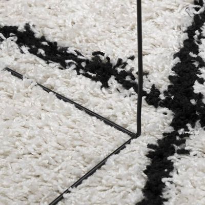 vidaXL krém és fekete hosszú szálú bozontos modern szőnyeg 60x110 cm