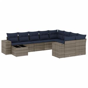 vidaXL 10 db sz&uuml;rke polyrattan kerti kanap&eacute;garnit&uacute;ra p&aacute;rn&aacute;kkal