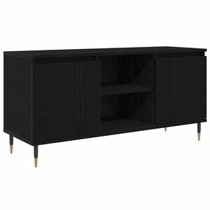 vidaXL TV szekr&eacute;ny 104 x 35 x 50 cm Fekete t&ouml;lgy Szerelt Fa