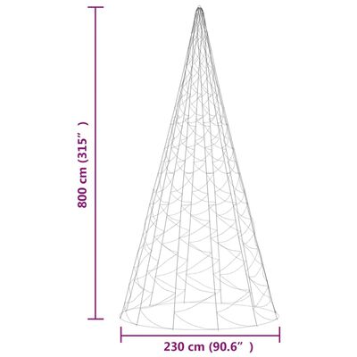 vidaXL karácsonyfa zászlórúdon 3000 hideg fehér LED-del 800 cm