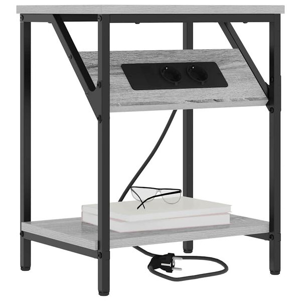 vidaXL &Eacute;jjeliszekr&eacute;ny Sz&uuml;rke Sonoma 38 x 30 x 48 cm Faanyag