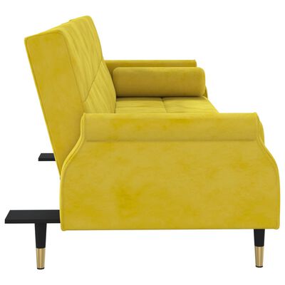 vidaXL sárga bársony kanapéágy párnákkal