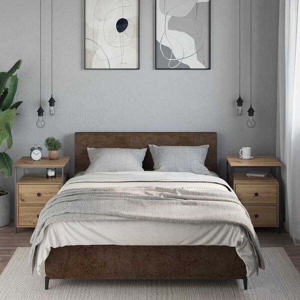 vidaXL 2 db kézműves tölgy színű szerelt fa éjjeliszekrény 44x45x60 cm