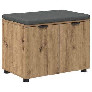 vidaXL Előt&eacute;r pad K&eacute;zműves T&ouml;lgy 60 x 38 x 46 cm Műanyag Fa &eacute;s Sz&ouml;vet