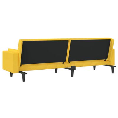 vidaXL kétszemélyes sárga szövet kanapéágy két párnával