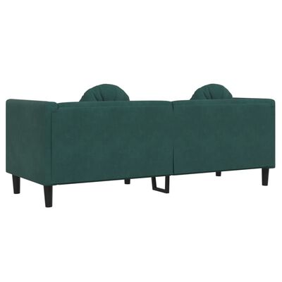 vidaXL sötétzöld bársony 3 személyes kanapé párnákkal