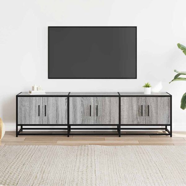 vidaXL szürke sonoma színű szerelt fa és fém TV-szekrény 150x35x41 cm