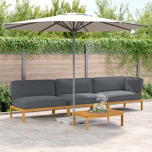 vidaXL Kanap&eacute; Szett p&aacute;rn&aacute;val Egysz&iacute;nű 4 pcs Antracit T&ouml;m&ouml;r Ak&aacute;cfa