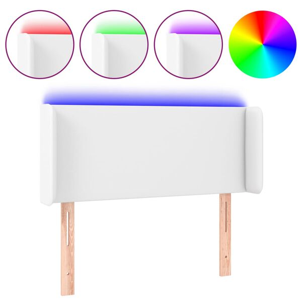 vidaXL feh&eacute;r műbőr LED-es fejt&aacute;mla 103x16x78/88 cm