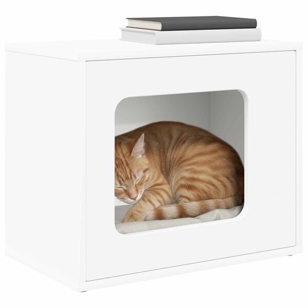 vidaXL Macska H&aacute;z Feh&eacute;r 51 x 30 x 42 cm Faanyag