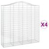 vidaXL 4 db &iacute;ves horganyzott vas gabion kos&aacute;r 200x50x200/220 cm