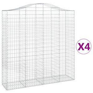 vidaXL 4 db &iacute;ves horganyzott vas gabion kos&aacute;r 200x50x200/220 cm