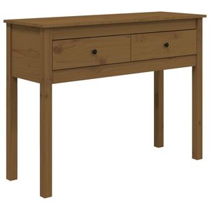 vidaXL m&eacute;zbarna t&ouml;m&ouml;r fenyőfa t&aacute;lal&oacute;asztal 100 x 35 x 75 cm