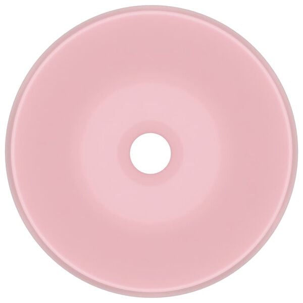 vidaXL kerek matt r&oacute;zsasz&iacute;n ker&aacute;mia luxus mosd&oacute;kagyl&oacute; 40 x 15 cm