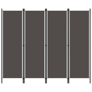 vidaXL antracitsz&uuml;rke 4 paneles parav&aacute;n 200 x 180 cm