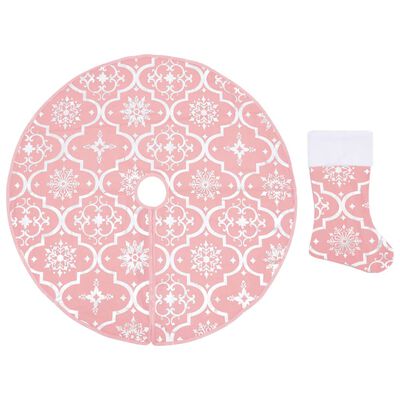 vidaXL fényűző rózsaszín szövet karácsonyfatalp-takaró zoknival 122 cm
