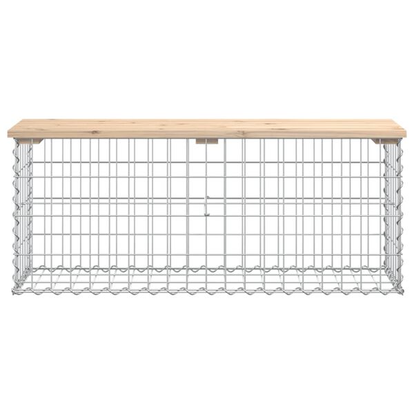 vidaXL tömör fenyőfa gabion kerti pad 103x31,5x42 cm