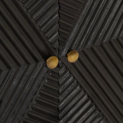 vidaXL fekete tömör mangófa és vas tálalószekrény 55 x 30 x 76 cm