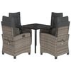 vidaXL 5 r&eacute;szes sz&uuml;rke polyrattan kerti &eacute;tkezőgarnit&uacute;ra p&aacute;rn&aacute;val