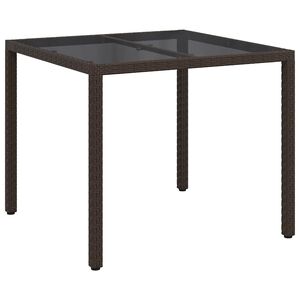 vidaXL Kerti Asztal Barna 90 x 90 x 75 cm polirattan