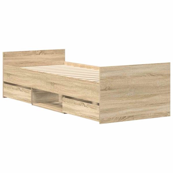 vidaXL sonoma tölgy színű ágykeret fej- és lábtámlával 100 x 200 cm