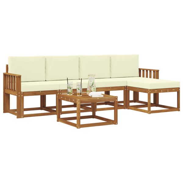 vidaXL K&uuml;lt&eacute;ri kanap&eacute; szett p&aacute;rn&aacute;val 6 pcs Term&eacute;szetes &eacute;s kr&eacute;msz&iacute;nű