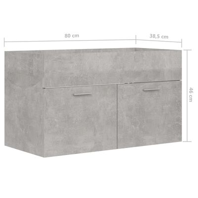 vidaXL betonszürke forgácslap fürdőszobai bútorszett