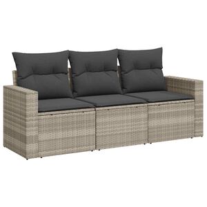 vidaXL 3 r&eacute;szes vil&aacute;gossz&uuml;rke polyrattan kerti &uuml;lőgarnit&uacute;ra p&aacute;rn&aacute;val