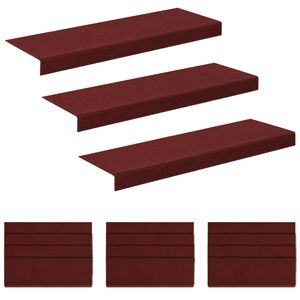 vidaXL L&eacute;pcsőszőnyegek 15 db 65 x 21 x 4 cm Burgundi Poli&eacute;szter