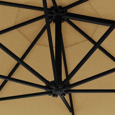vidaXL tópszínű falra szerelhető napernyő fémrúddal 300 cm