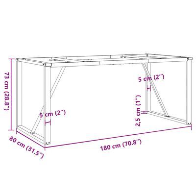 vidaXL öntöttvas étkezőasztallábak O-alakú vázzal 180 x 80 x 73 cm