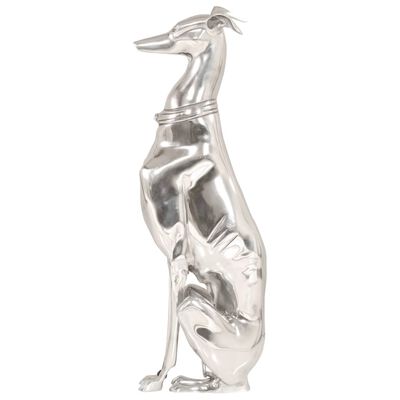 vidaXL ezüstszínű tömör alumínium vadászkutya szobor 25 x 17 x 67 cm