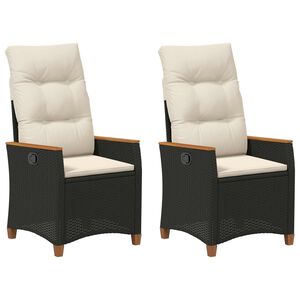 vidaXL Fekvő Kerti Sz&eacute;k Fekete &eacute;s Kr&eacute;m 64 x 57,5 x 112 cm polirattan