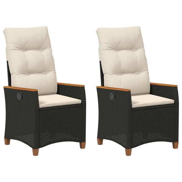 vidaXL Fekvő Kerti Sz&eacute;k Fekete &eacute;s Kr&eacute;m 64 x 57,5 x 112 cm polirattan