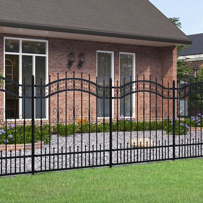 vidaXL fekete porszórt acél kerti kerítés lándzsa hegyekkel 165 cm