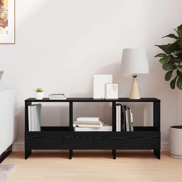 vidaXL Magazin &aacute;llv&aacute;ny Fekete t&ouml;lgy 102 x 30 x 45 cm