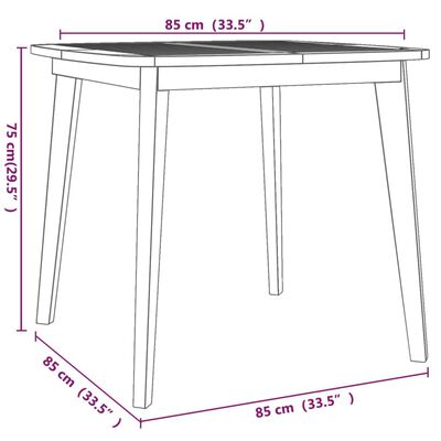 vidaXL tömör akácfa kerti asztal 85 x 85 x 75 cm
