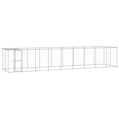 vidaXL kültéri horganyozott acél kutyakennel tetővel 21,78 m²