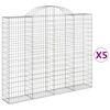 vidaXL 5 db &iacute;ves horganyzott vas gabion kos&aacute;r 200x30x160/180 cm