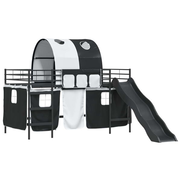 vidaXL Gyerekek Loft &Aacute;gykerete Fekete 99,5 x 200 cm F&eacute;m